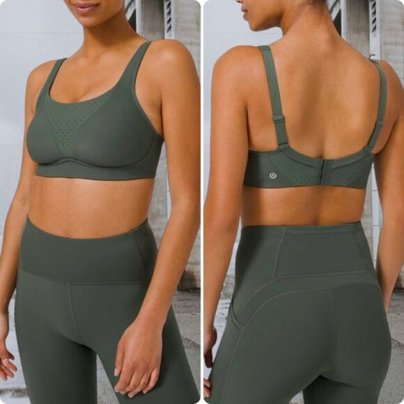 lululemon athletica Other - RARE! NEW Lululemon Run Times Bra Sz. 38C *High Sup. B/E Cup Smoked Spruce Green